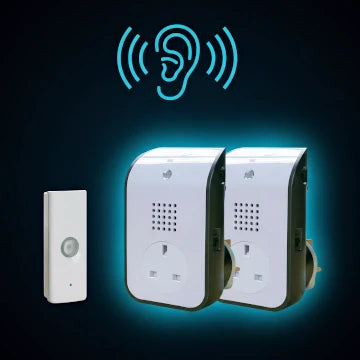 doorbell kit with push button and illuminated chime units to assist the hard of hearing