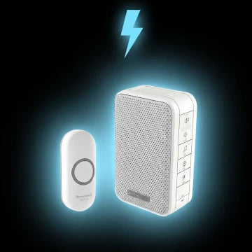 plug-in doorbell kit with black bell push and two plug-in chime units