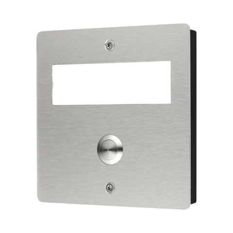 Grothe Mistral 400M, Plug-in Wireless Doorbell Chime Kit with Surface mounted modern Stainless steel bell push button