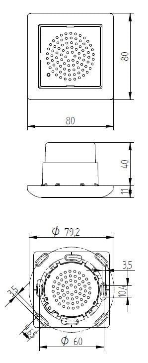 Grothe Wireless chime unit - flush mount to fit in a single gang back box