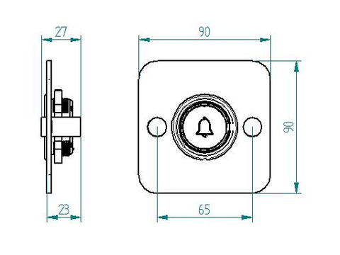 Grothe Mistral 200m Surface Mounted Modern Bell Push Plate, Model SE07 - Silver