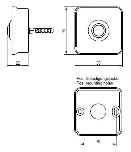 Grothe Wired Modern Door Bell Push button, Brass look with a White surface-mounted box