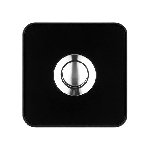 Grothe Wired Modern Door Bell Push button, Black and Chrome look with a Black surface-mounted box