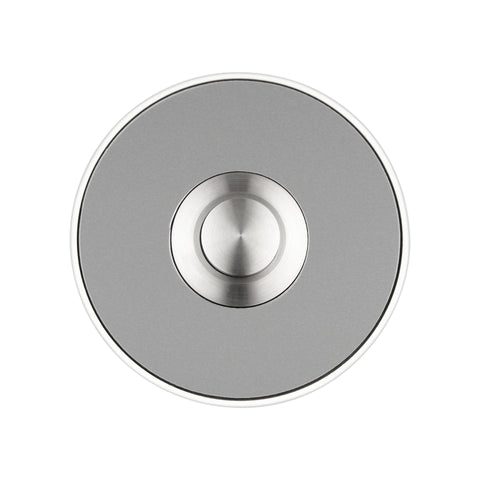 Grothe Wired Modern Round Door Bell Push button, stainless steel look with a White surface-mounted box