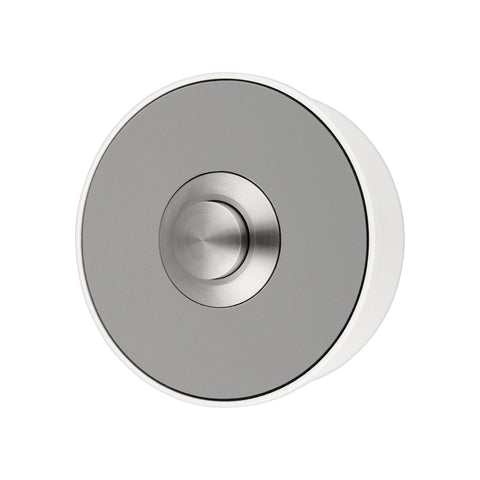 Grothe Wired Modern Round Door Bell Push button, stainless steel look with a White surface-mounted box