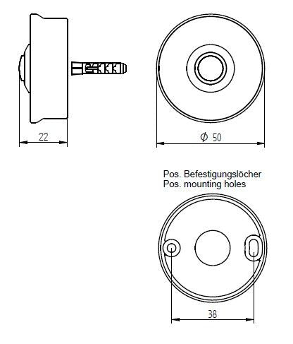 Grothe Wired Modern Round Door Bell Push button, stainless steel look with a White surface-mounted box