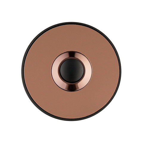 Grothe Wired Modern Round Door Bell Push button, Copper look with a Black surface-mounted box