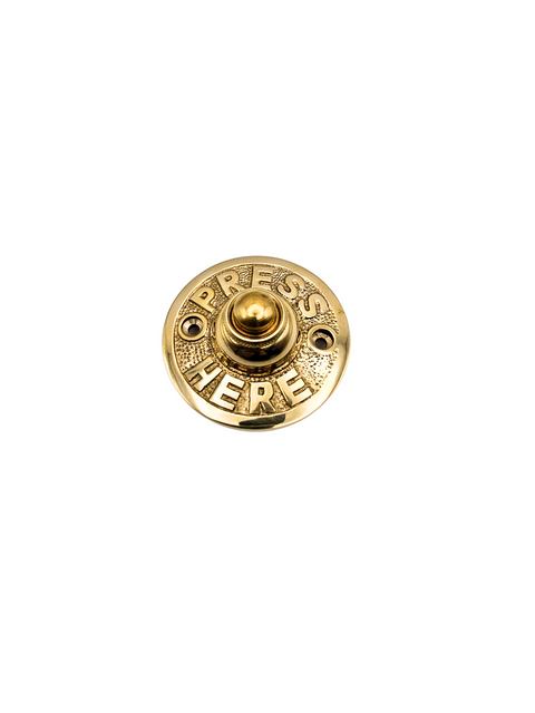Traditional Style "Ornate Press" Round Brass Bell Push