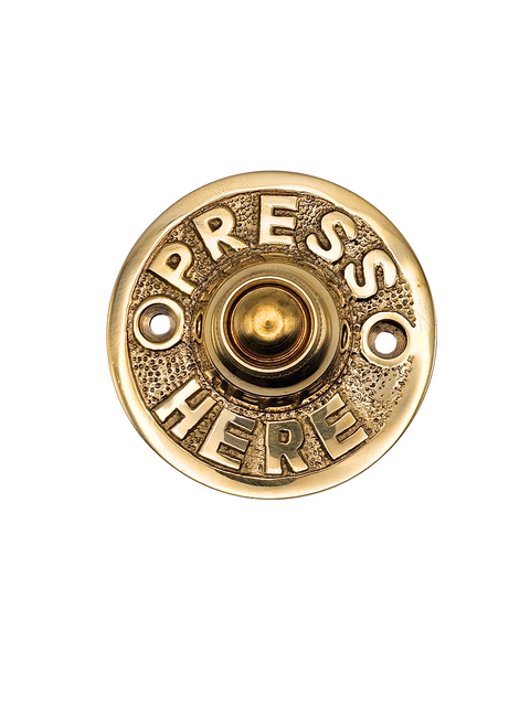 Traditional Style "Ornate Press" Round Brass Bell Push