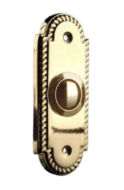 Wired Flush Fitting Push, Brass, with brass center bell button - 2222BA