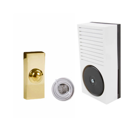 Wired Traditional Battery Buzzer Doorbell Kit with Brass Bell Push