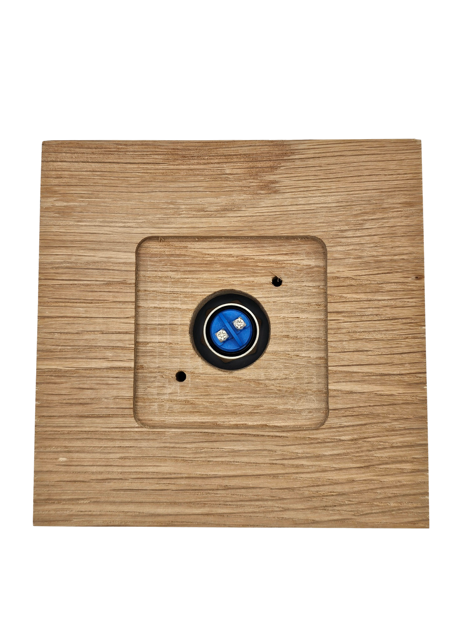 Oak Plinth Unvarnished, 140mm Square, with 100mm Polished Chrome wired