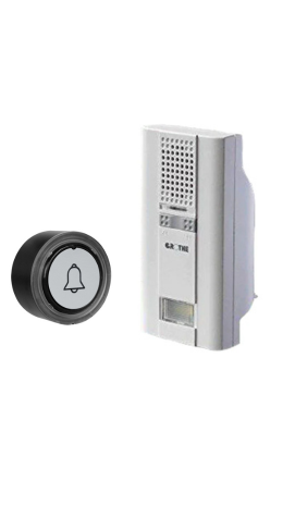 Grothe Mistral 400M, Plug-in Wireless Doorbell Chime Kit with Black round bell push button