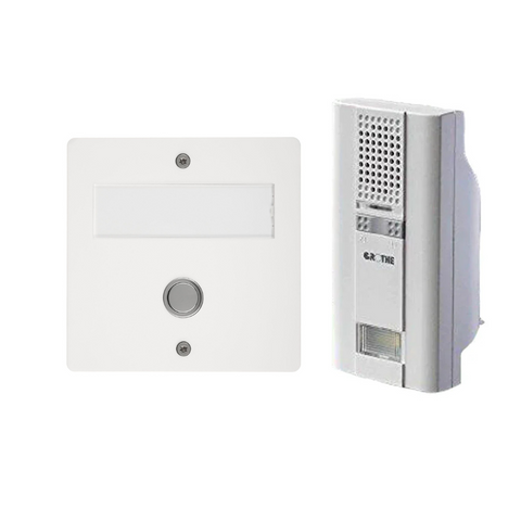 Grothe Mistral 400M, Plug-in Wireless Doorbell Chime Kit with Surface mounted modern white with chrome bell push button