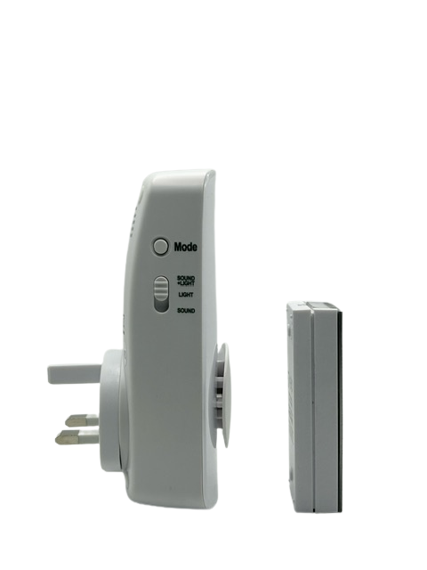 Uni-Com illuminating wireless plug-in door chime with wireless chrome bell push button - UNI-67337/2201