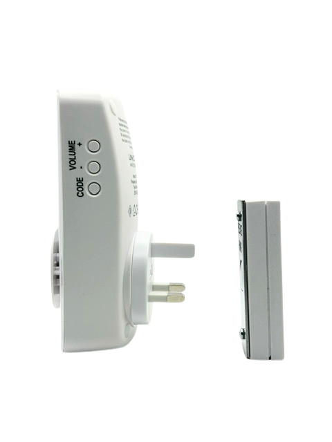 Uni-Com illuminating wireless plug-in door chime with wireless chrome bell push button - UNI-67337/2201