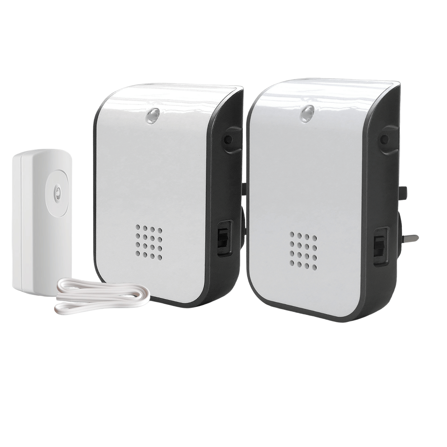 Wireless 150m Twin PlugIn Doorbell with Wired to Wireless con