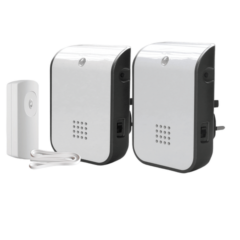 UNI-COM Wireless 150m Twin Plug-In Doorbell with Wired to Wireless convertor