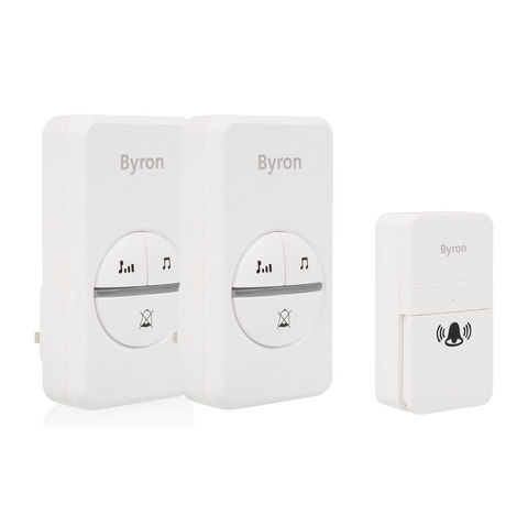 Byron DBY-23442Tw Wireless Twin Doorbell Set - Kinetic Energy - White