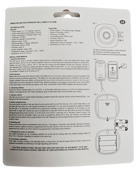 Zamel Wireless Additional Portable Battery Operated long range White Chime Unit only. No bell push - ST-420Wx