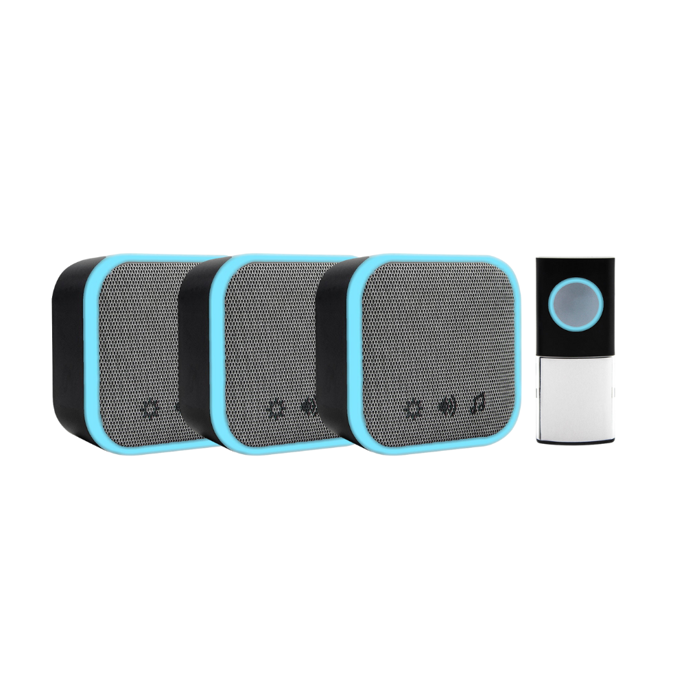 Uni-Com Wireless Triple Portable Door Chime Kit, 150m Operating Range,