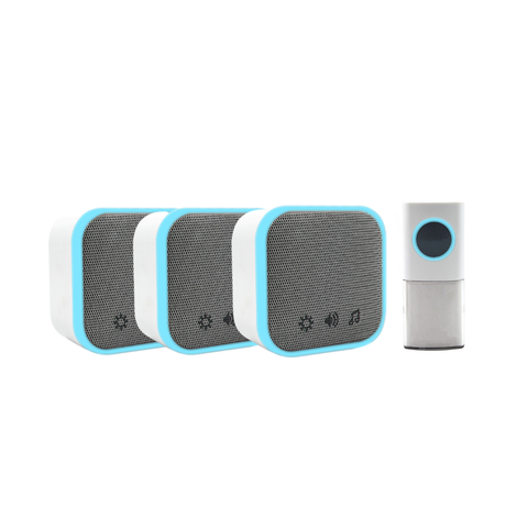Uni-Com Wireless Triple Portable Door Chime Kit, 150m Operating Range, 30 Different Chimes, LED Chime Alert, 3 Operating Modes, Easy Install, White
