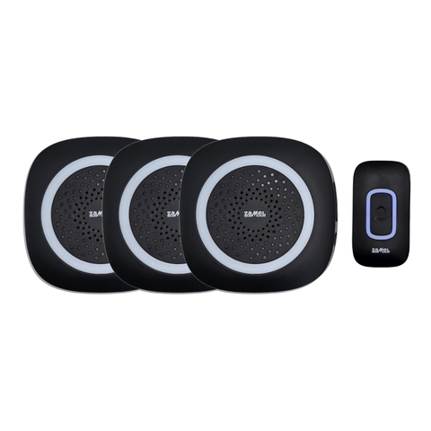Zamel Wireless Portable Battery Operated Long Range Black Chime Unit Triple Kit - ST-420BTr