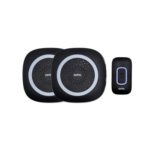 Zamel Wireless Portable Battery Operated Long Range Black Chime Unit Twin Kit - ST-420BTw