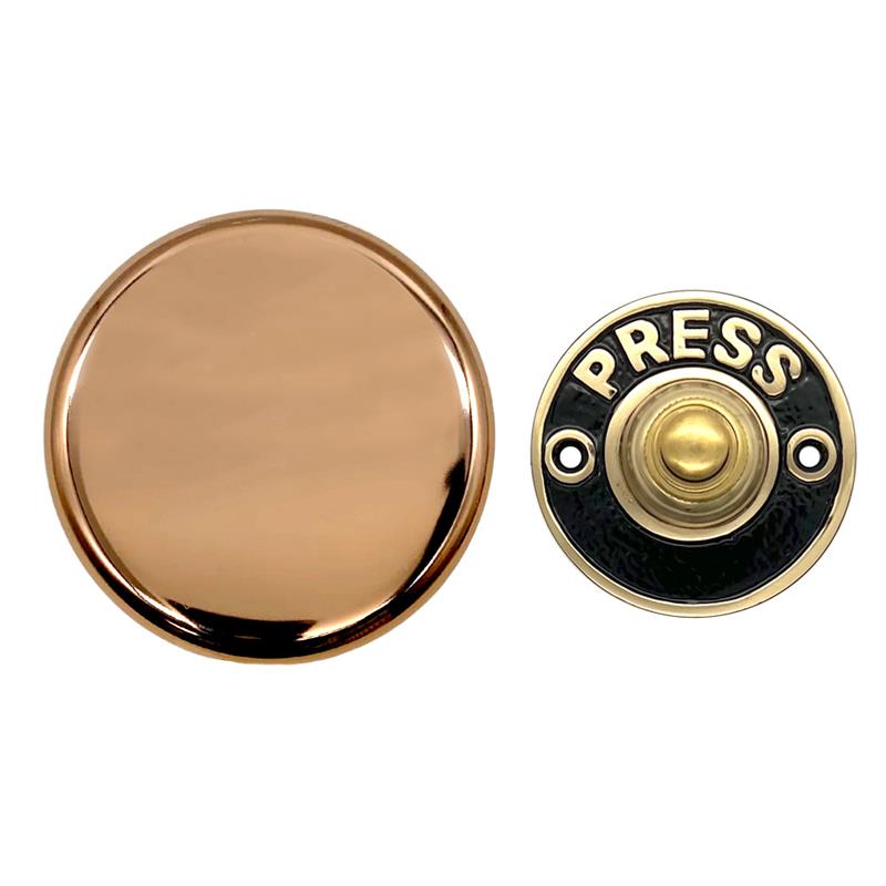 Rose Gold Mechanical Windup Doorbell with Brass 'Press' Push Button