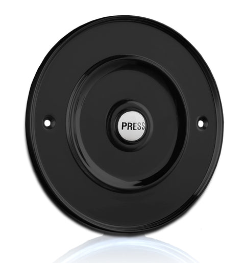 Wired Flush Fitting Push Button, Black, 100 mm diam