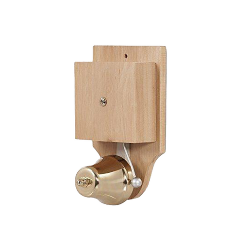 Zamel Wired Wall Mounted Retro Striker Doorbell, brass bell on a light stained wood case