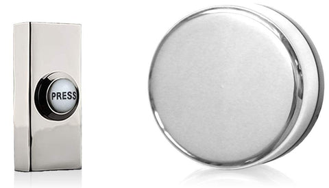 Imperial Wind up Mechanical Doorbell, Chrome with Chrome PRESS push.