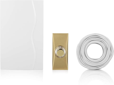 Byron 765 Wired Wall Mounted Battery Door Bell Chime Kit with Brass Bell Push and Bell Wire