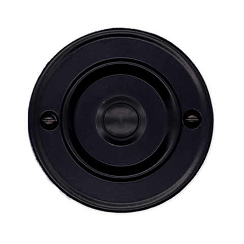 Modern Living Wired Flush Fitting Doorbell Push Button, 76mm (3") diameter, in Black with Black Centre