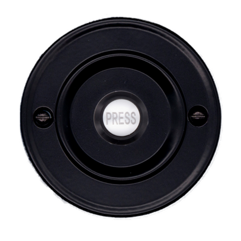 Modern Living Wired Flush Fitting Doorbell Push Button, 76mm (3") diameter, in Black with Black Press