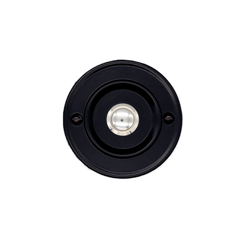 Modern Living Wired Flush Fitting Doorbell Push Button, 76mm (3") diameter, in Black with Chrome Centre