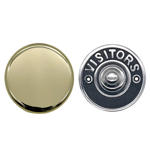 Brass Wind Up Mechanical Doorbell With Chrome 'Visitors' Push Button