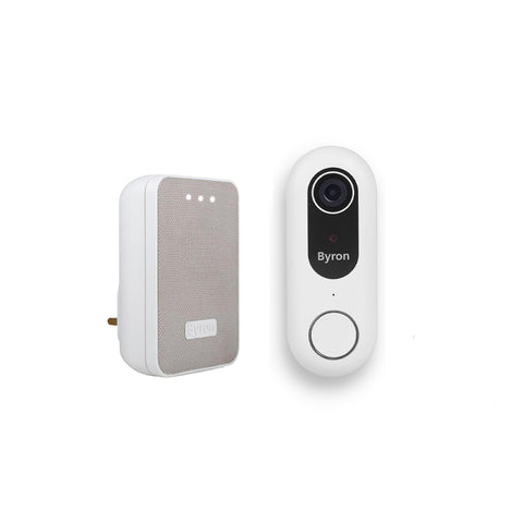 Byron Wired WiFi Video Doorbell + Portable Chime, White - DIC-23712/DBY22322x