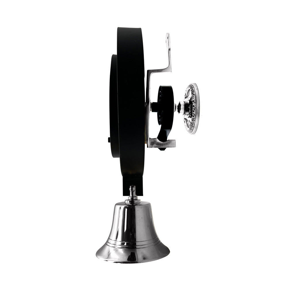 Polished Chrome Traditional Butlers Bell Kit with Black Iron Pull