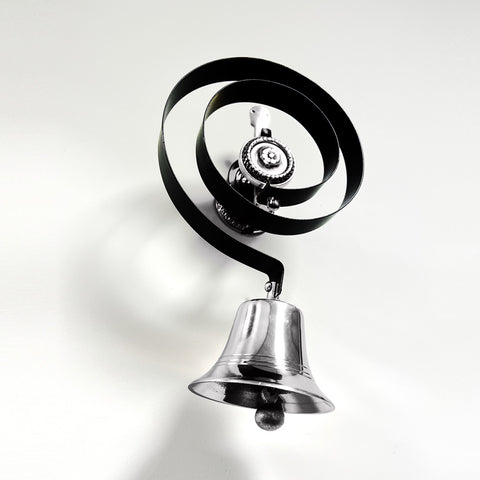 Traditional Butlers Bell & Shaped Chrome/Black Pull With Nylon Cord