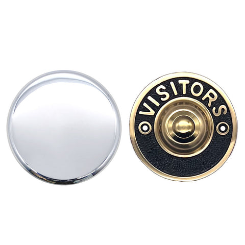 Chrome Wind Up Mechanical Doorbell With Brass 'Visitors' Push Button