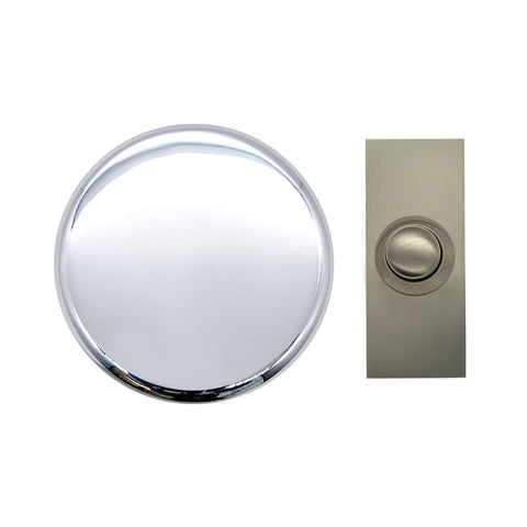 Doorbell World Chrome Wind-Up Mechanical Doorbell with Brushed Nickel Push - DBW-5858Cr/2204Ni