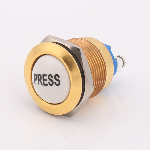 Brass with White Press Bell Push Button (Centre Only) - DBW-19BsPo
