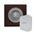 Modern Wireless Doorbell - Stylish Mahogany Square Wooden Plinth and Brushed Nickel Door Bell Push - Nickel Centre Button