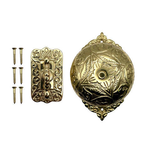 Decorative Twist mechanical Doorbell - Brass Finish