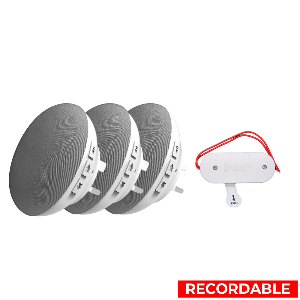 Doorbell World Triple Plugin Recordable Chime Unit with Wired to Wirel