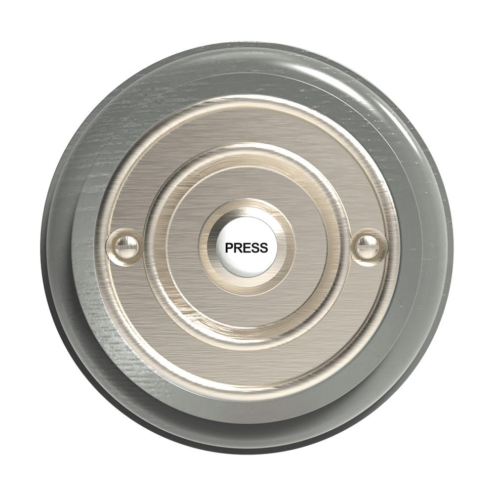 Traditional Round Wireless Doorbell in Grey Ash and Brushed Nickel