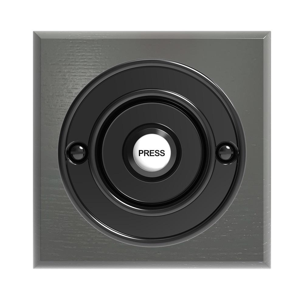 Traditional Square Wired Doorbell in Grey Ash and Black Doorbell World