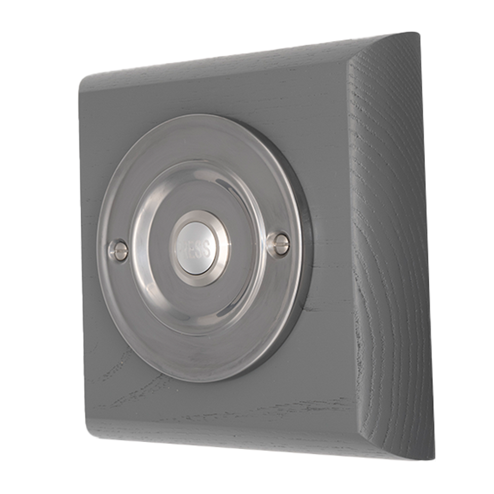 Doorbell World Square Wireless Doorbell in Grey Ash and Brushed Nickel