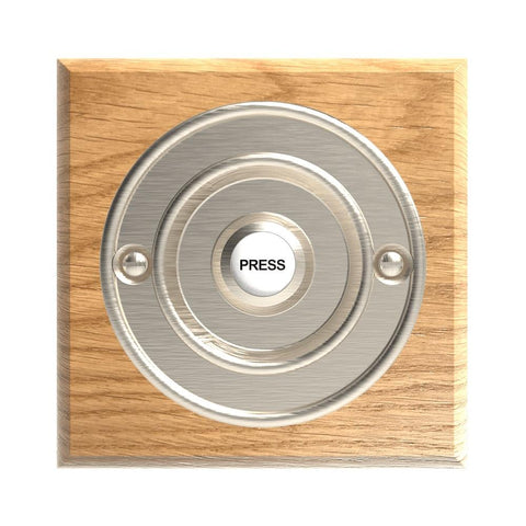 Traditional Square Wired Doorbell in Honey Oak and Brushed Nickel
